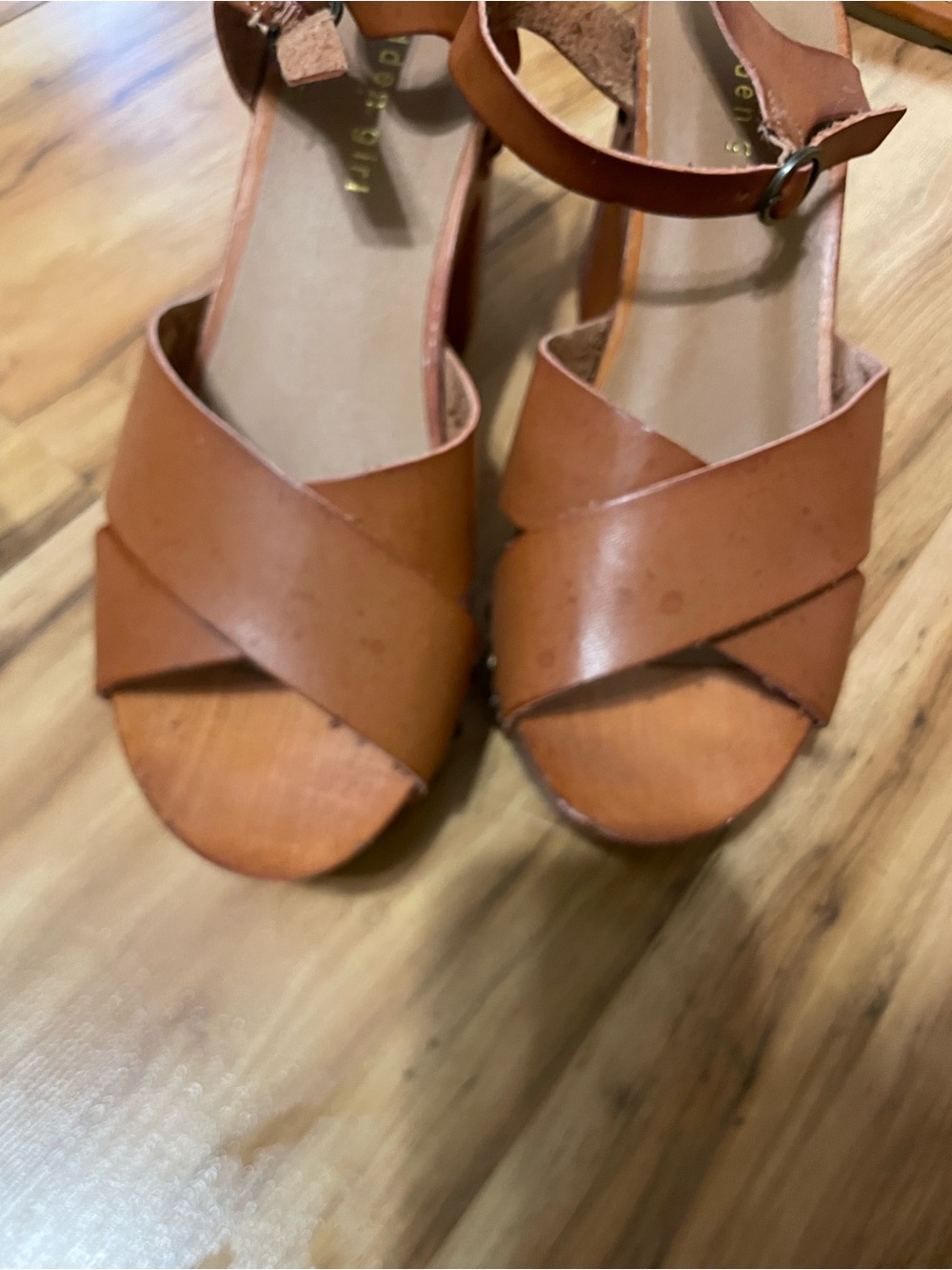 Madden Girl Brown Crisscross Ankle-Strap Sandals